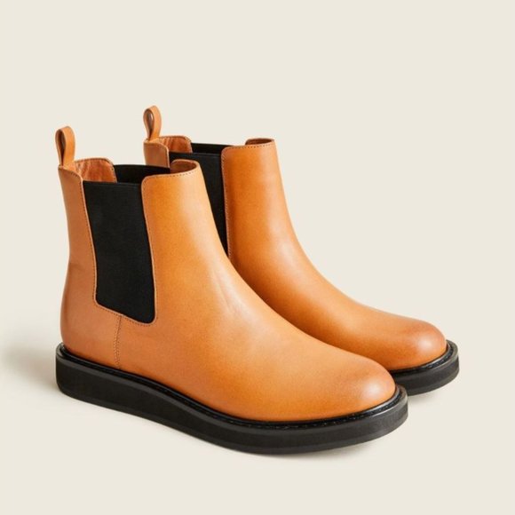 J. Crew Shoes - J CREW 6 Leather Pull On Boots, Chelsea Ankle Booties in Rich Caramel Brown